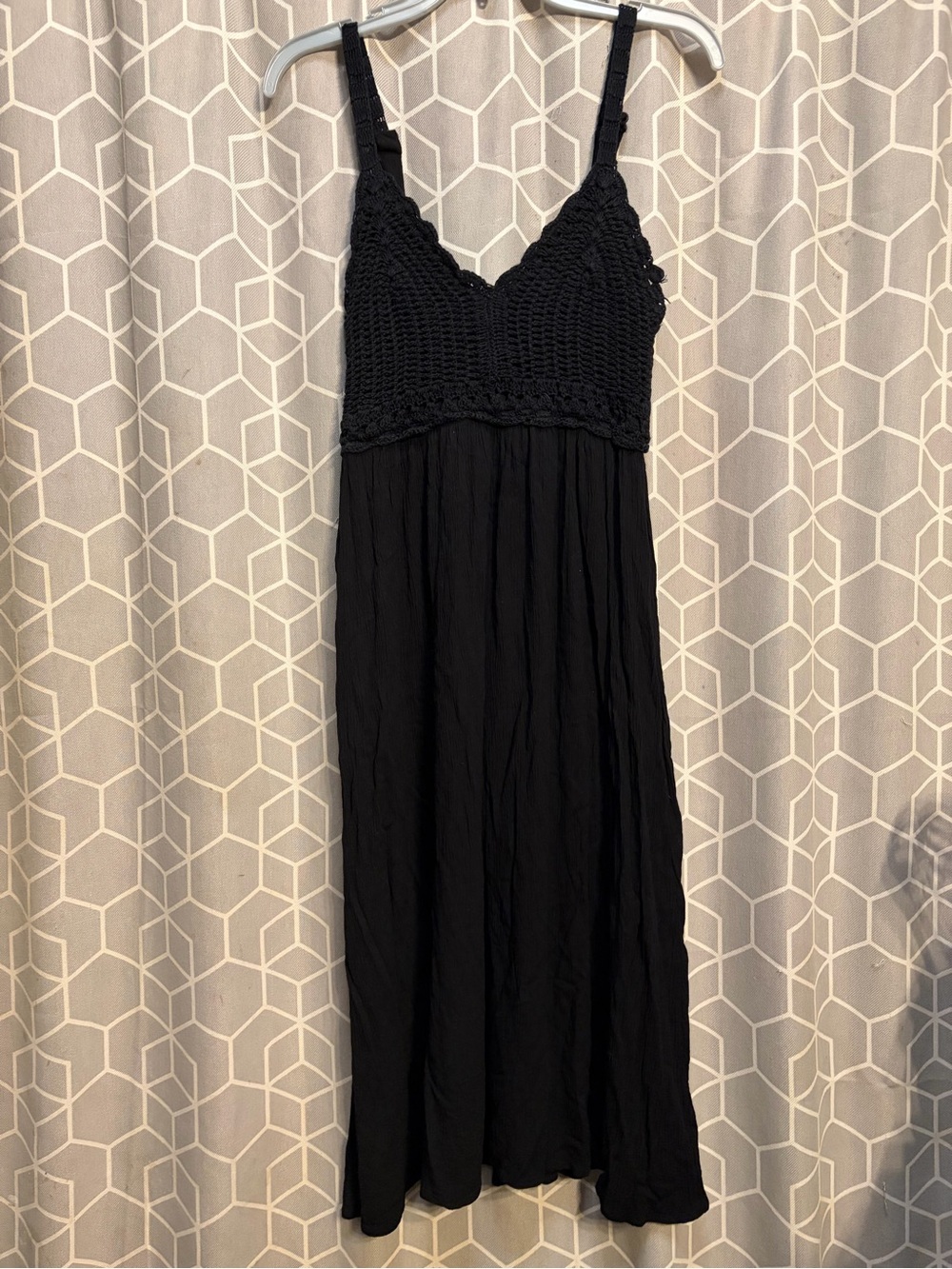 Blush Black Crochet-Top Maxi Dress